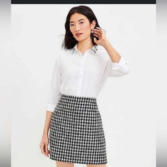 Loft Petite Shimmer Houndstooth Shift Skirt NWT - Picture 2 of 5